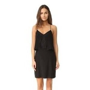 Madewell Black Silk Sleeveless Dress Layered Lace Detail Size 6